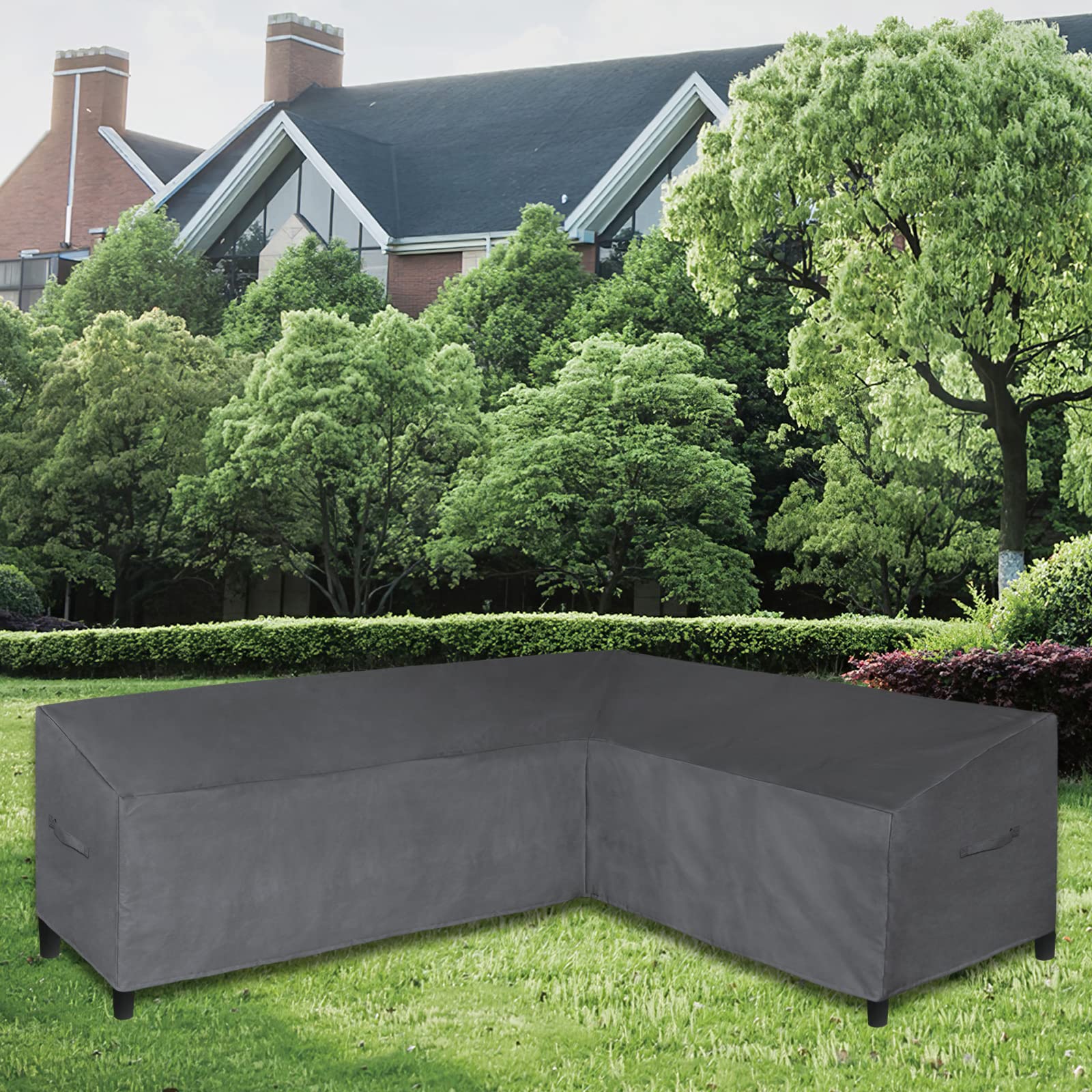 Easy-Going Patio L-Shaped Sectional Sofa Cover, 104'X83' Waterproof Outdoor Sectional Cover, Heavy Duty Garden Furniture Cover With Air Vent (Right Facing, Dark Gray)