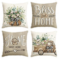 Avoin Colorlife Bless Our Home Sweet Home Farmhouse Eucalyptus Leaves Throw Pillow Covers, 20 X 20 Inch Truck Cushion Case Decor