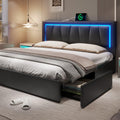 Hasuit California King Bed Frame with 4 Storage Drawers Underneath, Upholstered Platform Bed Cal King Size with Artificial Leath