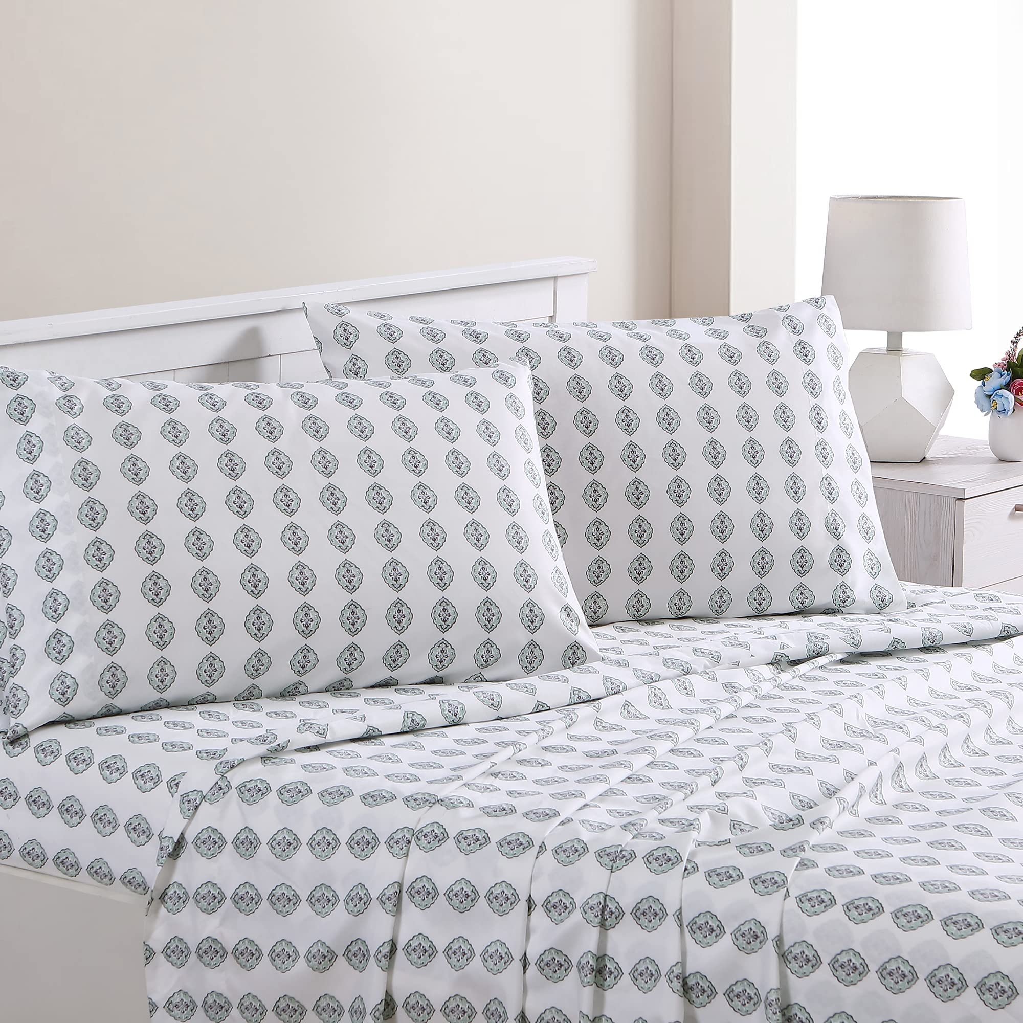 Modern Threads Printed 4-Piece Extra Soft Bedding Sheets & Pillowcase Set, Deep Pocket Up To 16 Inch Mattress Claire Full