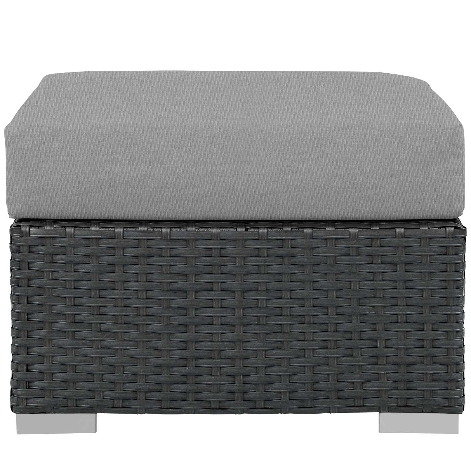 Modway EEI-1855-CHC-GRY Sojourn Wicker Rattan Outdoor Patio Sunbrella Fabric Ottoman in Canvas Gray