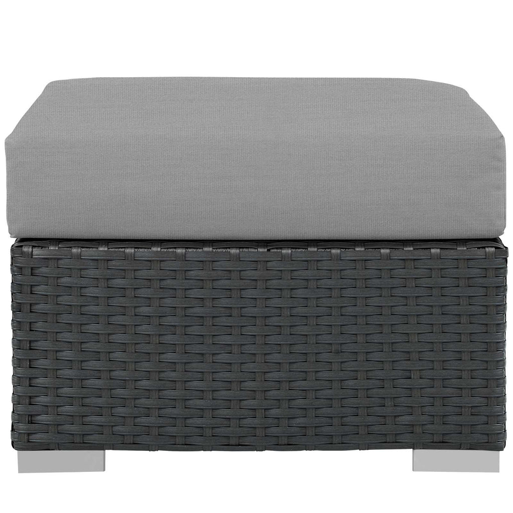 Modway EEI-1855-CHC-GRY Sojourn Wicker Rattan Outdoor Patio Sunbrella Fabric Ottoman in Canvas Gray