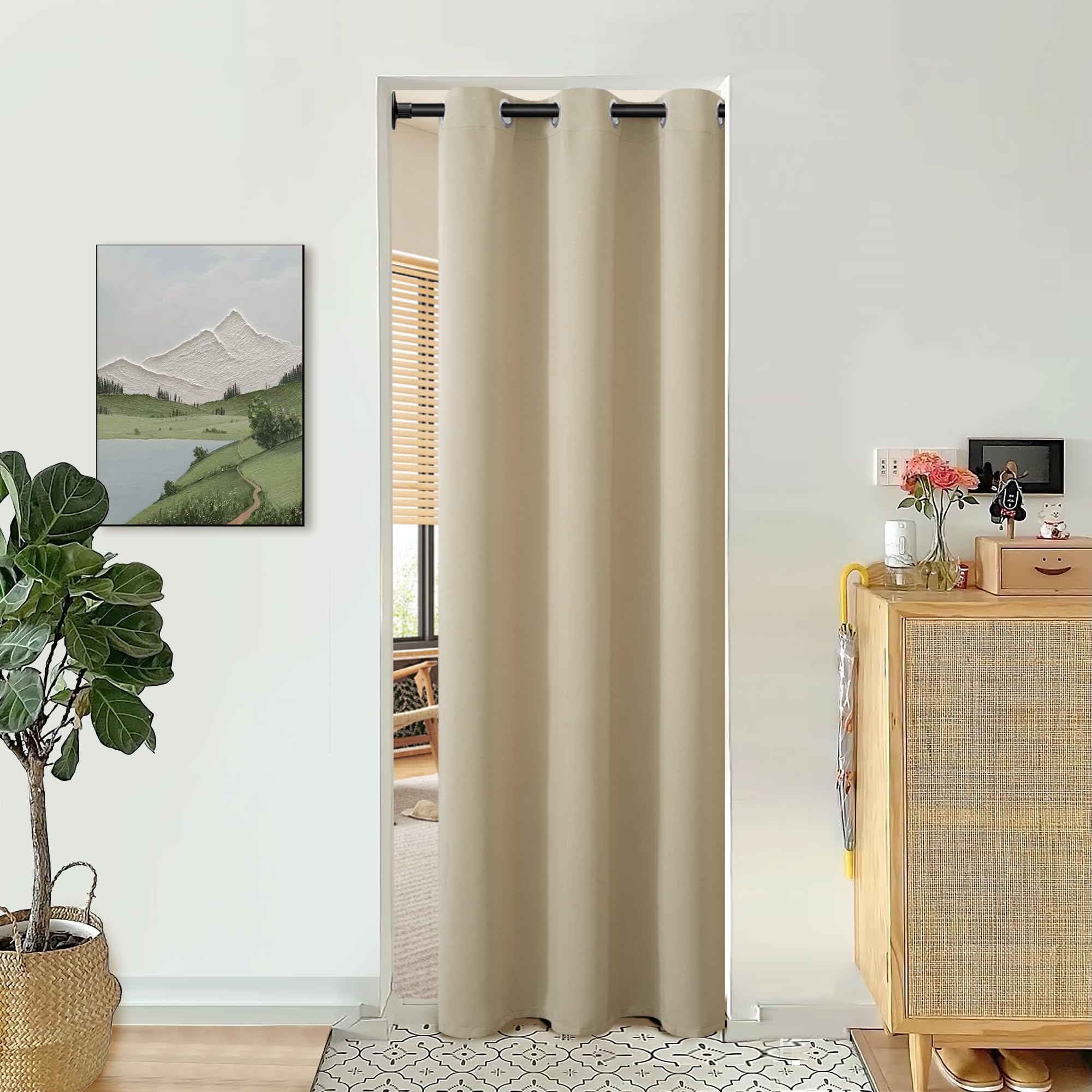 Bgment Beige Door Curtain 80 Inch Length For Doorway, Bedroom Closet Curtain, Privacy Thermal Insulated Blackout Grommet Room Di