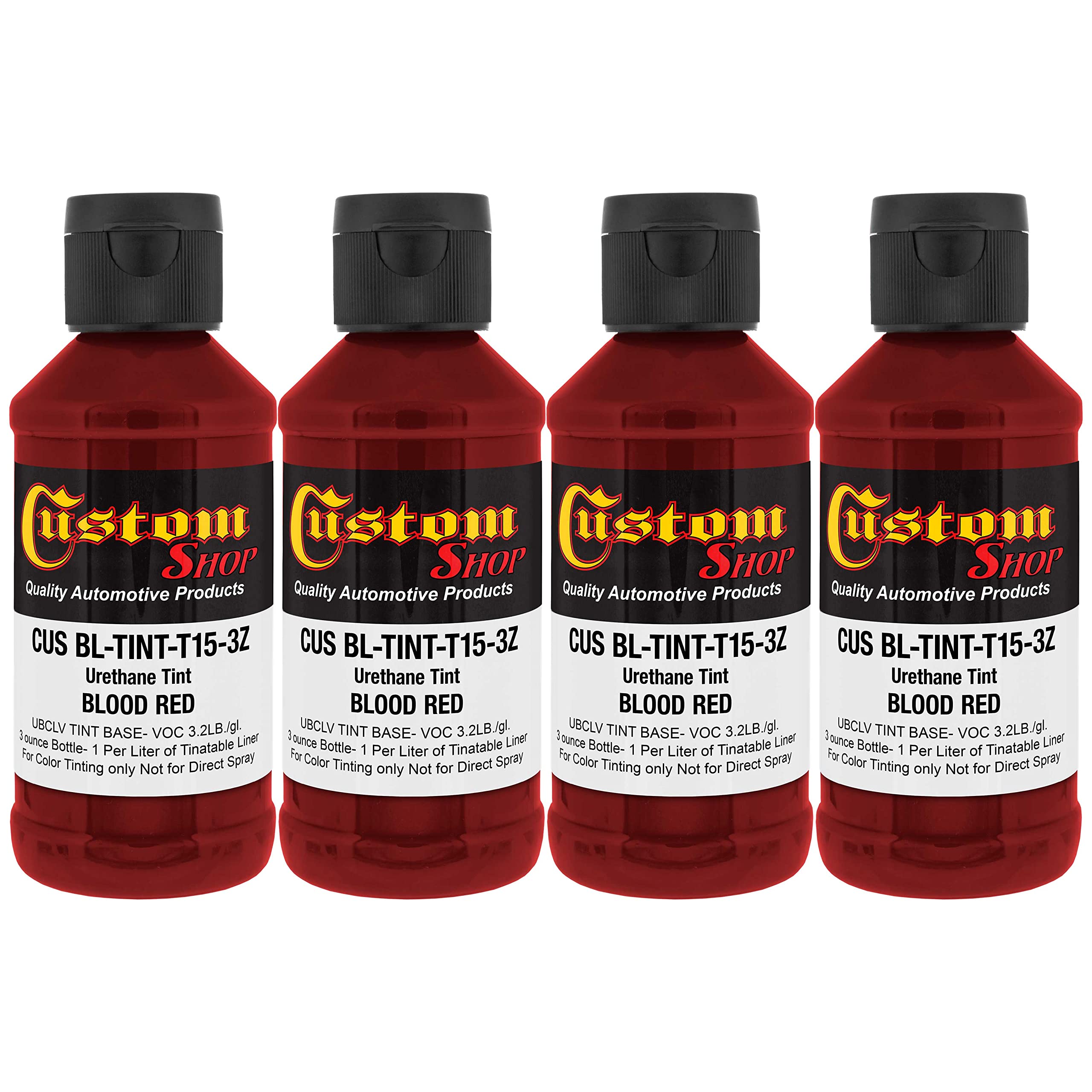 Custom Coat 3 Ounce (Blood Red Color) Urethane Tint Concentrate For Tinting Truck Bed Liner Coatings (Pack Of 4) - Proportioned