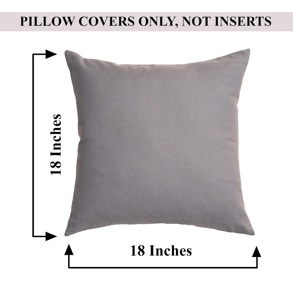 Rely+ Cotton Throw Pillow Covers 18X18 Inchs Set Of 2 Gray Charcoal Decorative Zippered Cases For Couch Bedroom Sofa Farmhouse L
