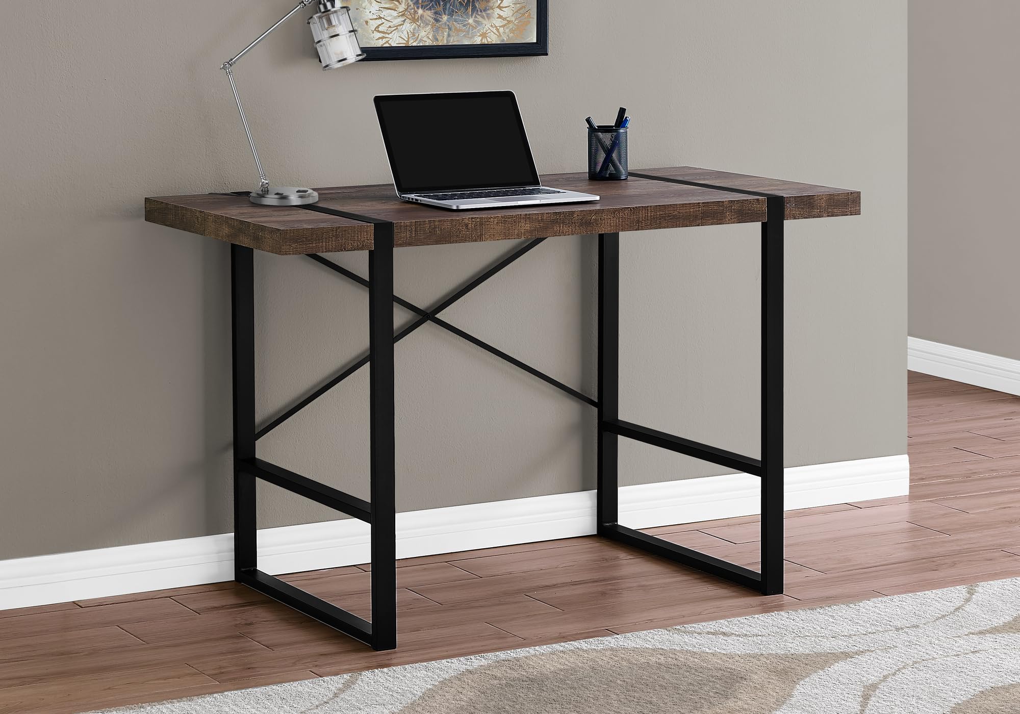 Monarch Specialties Laptop Table For Home & Office-Study Computer Desk-Industrial Style-Metal Legs, 48&quot; L, Brown Reclaimed