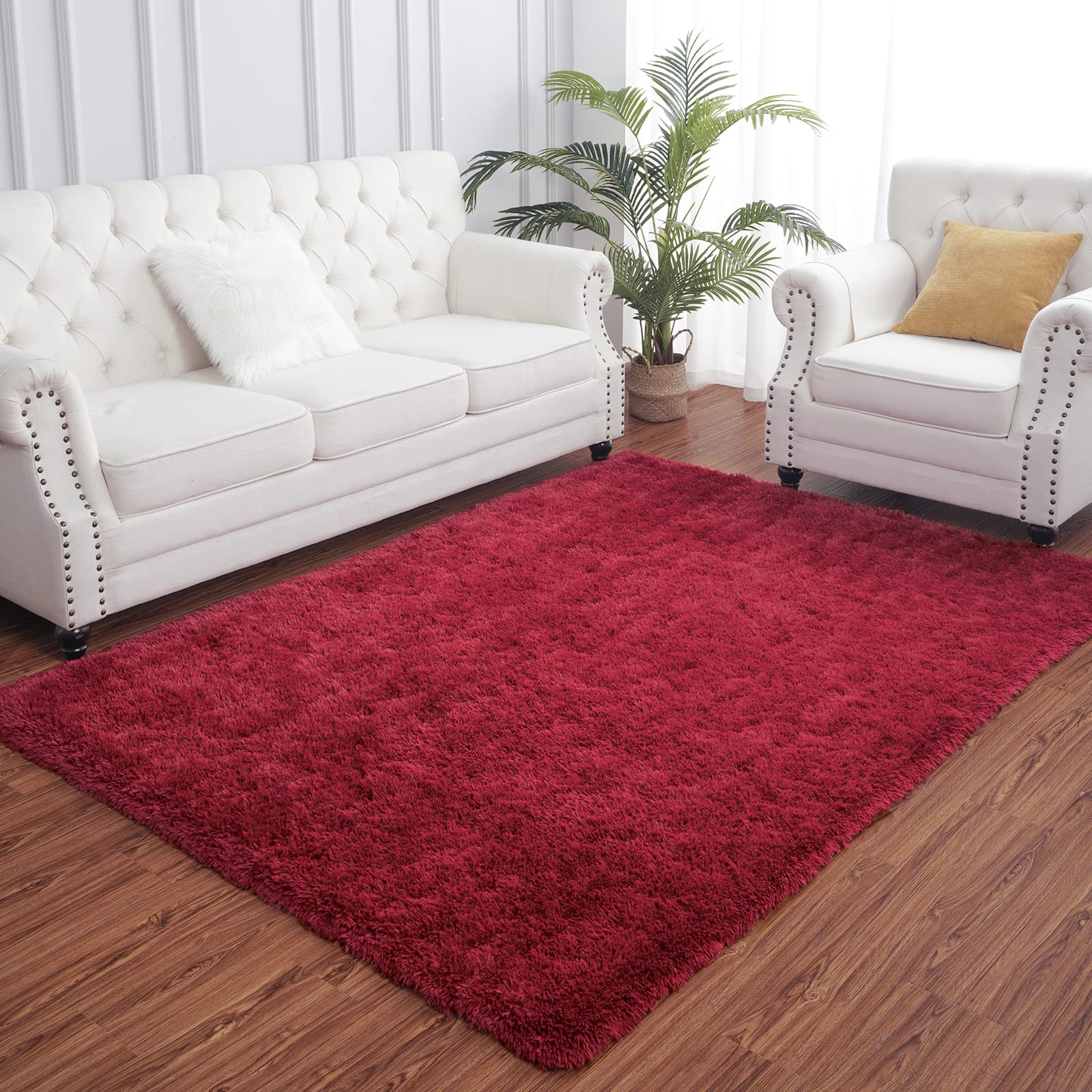 Arogan Shag Modern Area Rug For Living Room, 6X9 Feet Washable Rugs For Bedroom, Indoor Floor Carpet Rugs, Plush Memory Foam Bes