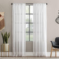 Clean Window Textured Slub Stripe AntiDust Allergy/Pet Friendly Sheer Curtain Panel, 52 x 84, White