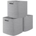 OIAHOMY Storage Cubes 11 Inch Bins-3-Pack, Cotton Rope Woven Baskets for Organizing, Square Storage Baskets for Shelves, Classro