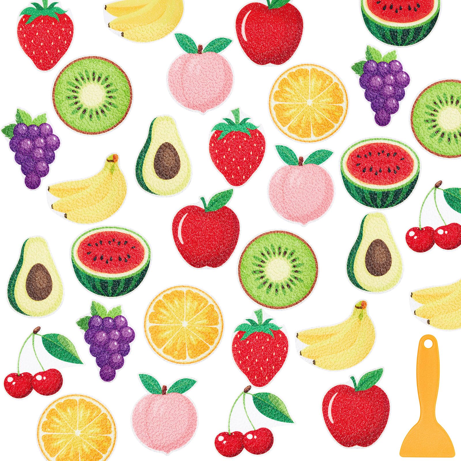 Fullhawl 30 Pcs Fruit Non Slip Bathtub Stickers Colorful Fruit Anti Slip Shower Stickers Shower Floor Nonslip Sticker Applique A
