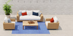 Mad Mats Geometric Outdoor Rug, Reversible Plastic Mat (6' X 9', Basic - Blue/White)