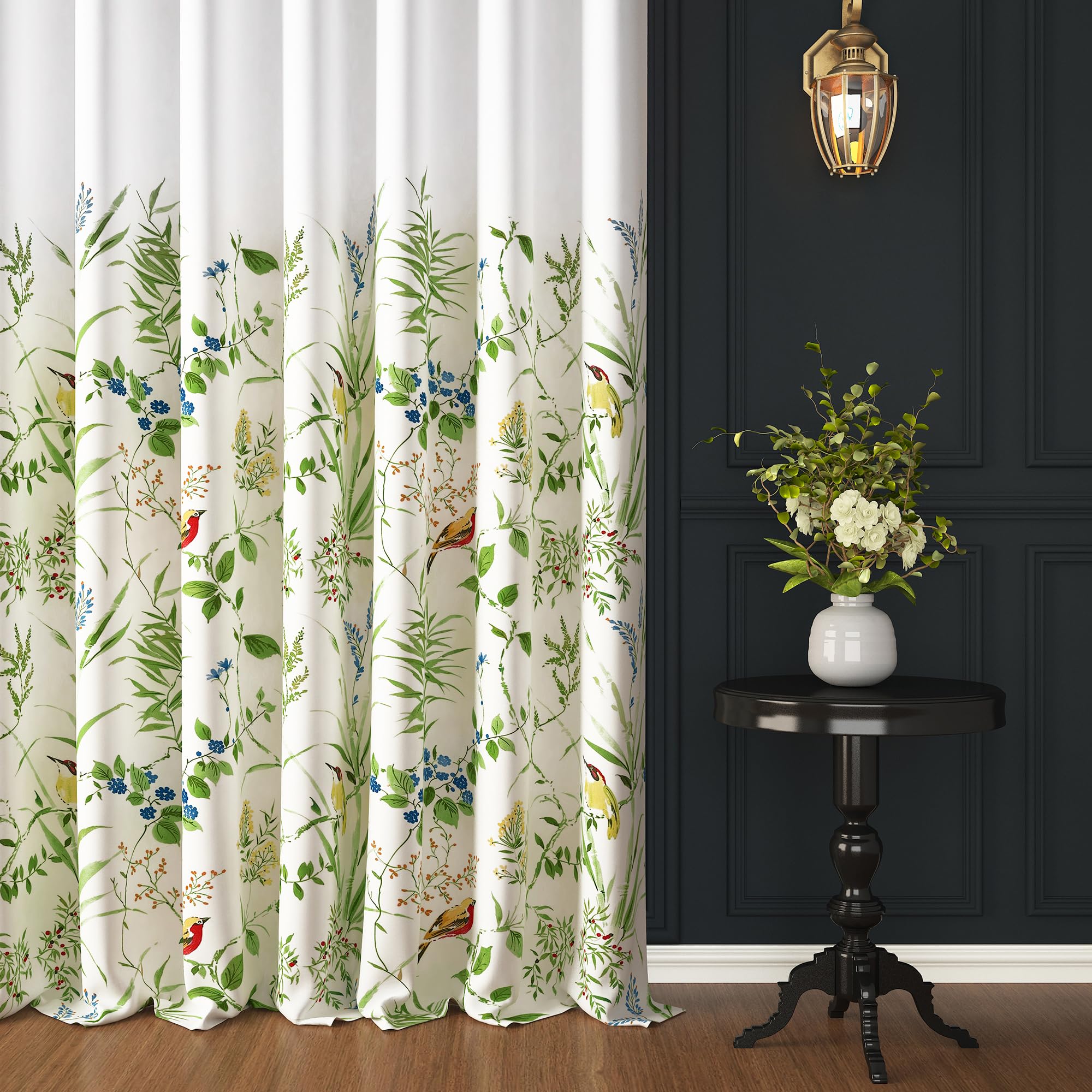 Story@Home Long Door Curtains 9 Feet Long 4 Piece | Birds & Branches Printed Cotton Curtain | Light Filtering Curtains For Livin