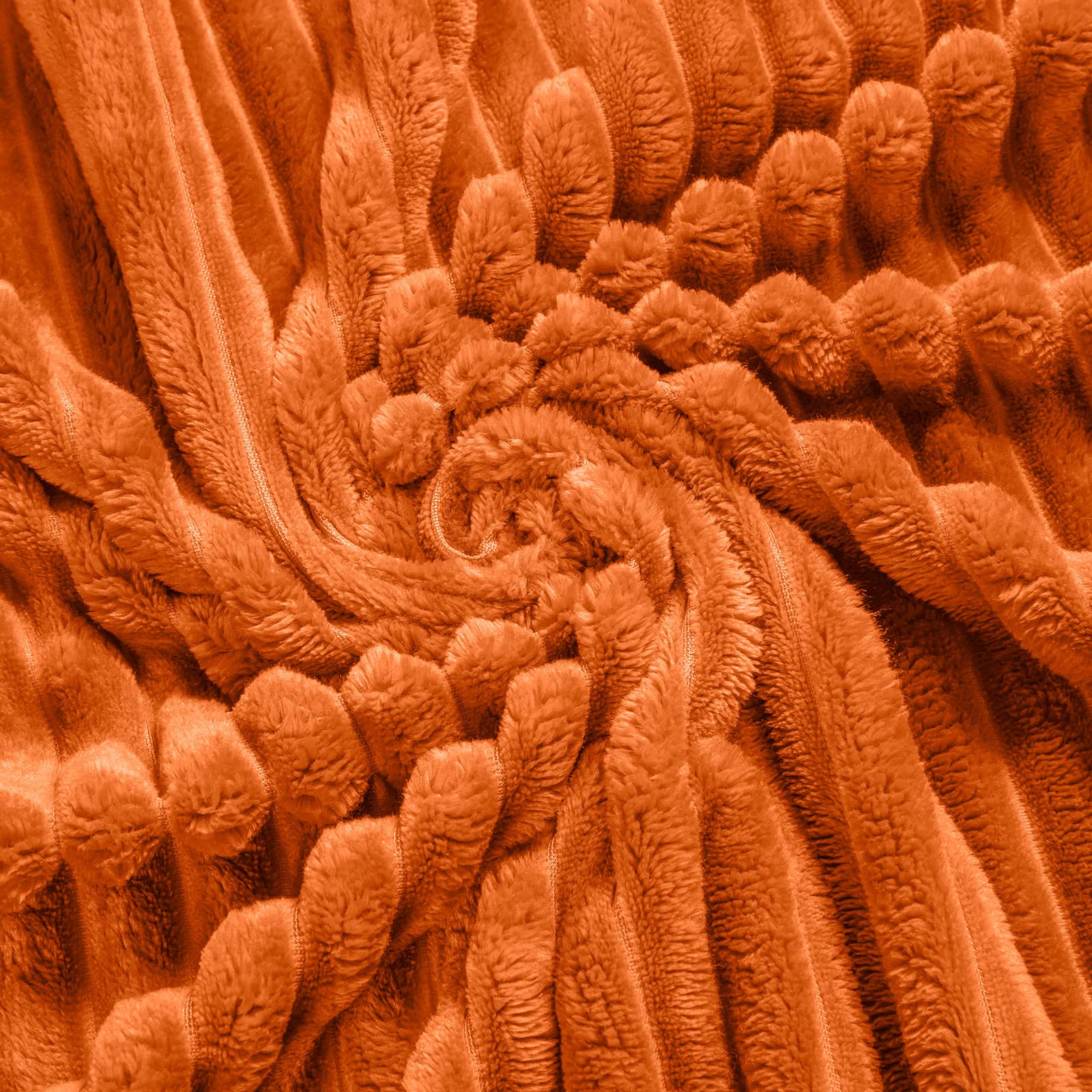 Bnuitland Orange Flannel Throw Blanket (90X108 Inches) With Storage Pouch,300Gsm Super Soft Fleece Stripe Pattern Sofa Blanket F