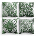 M-Qizi Green Throw Pillow Covers - Flannel Green Pillow Covers 18x18 Set of 4, Decorative Green Pillow Covers, Chinoiserie Pillo