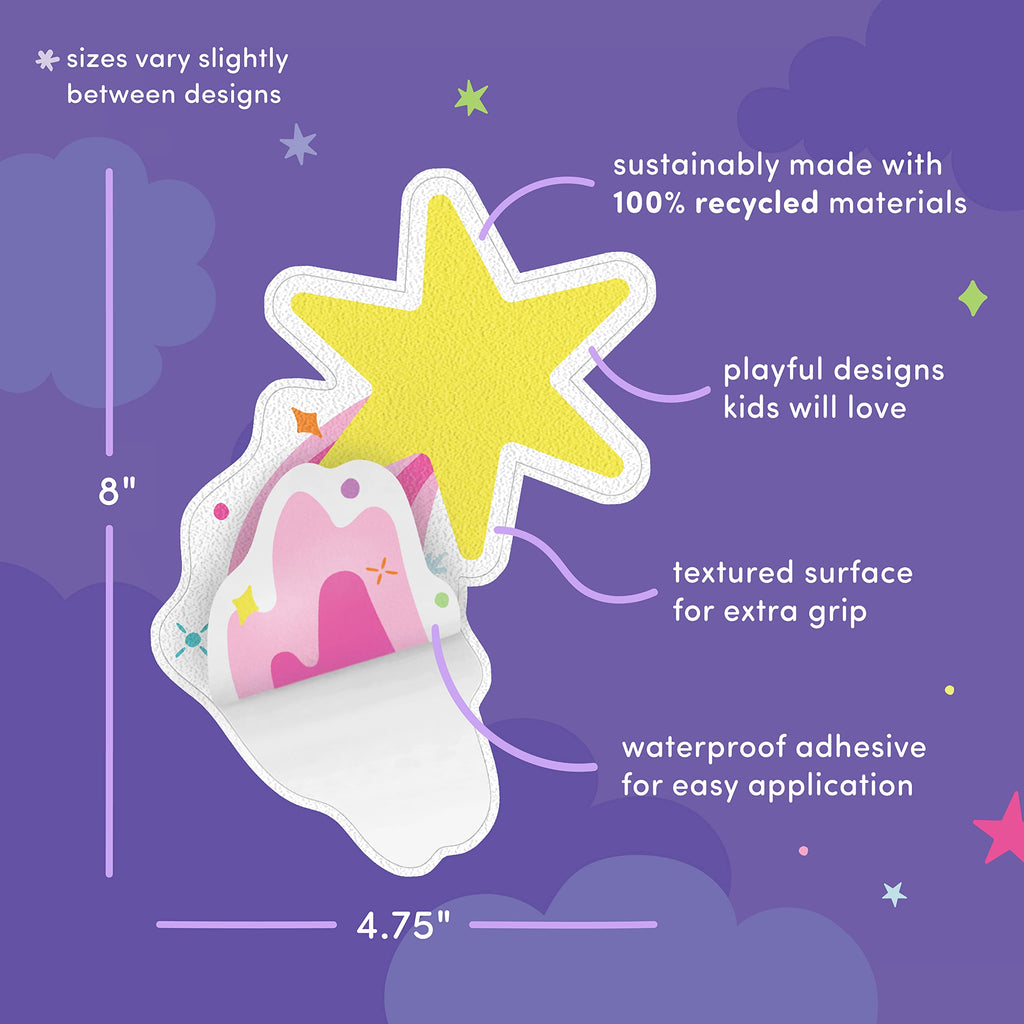 Glo Pals Galaxy Grips Textured Non-Slip Bathtub Stickers, 8 Extra Large Fun Kids Anti Slip Bath Decals