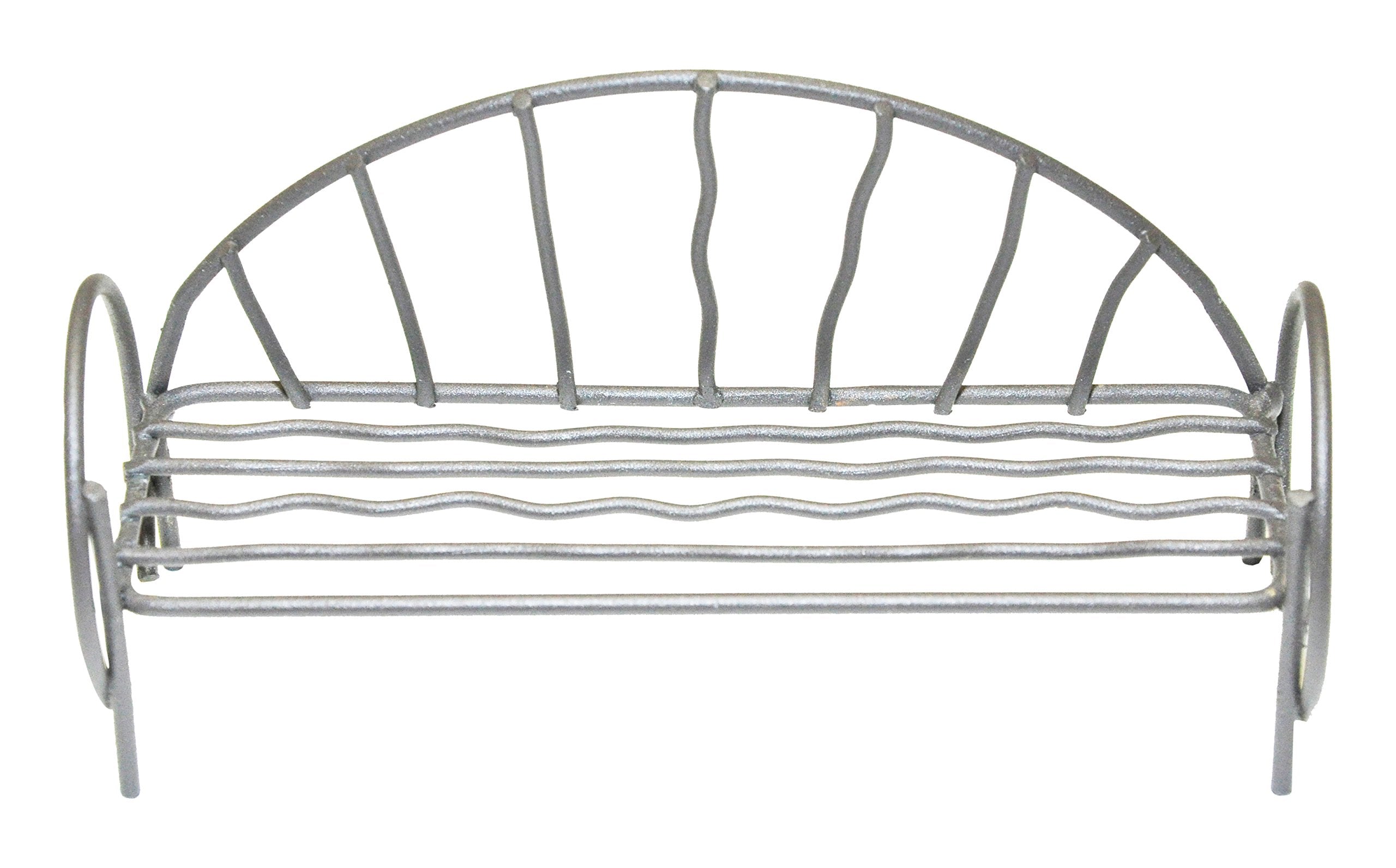 G & F Products 10046 Garden Miniature Metal Bench, Silver, 5.5 In L X 1 In D X 2.5 In T