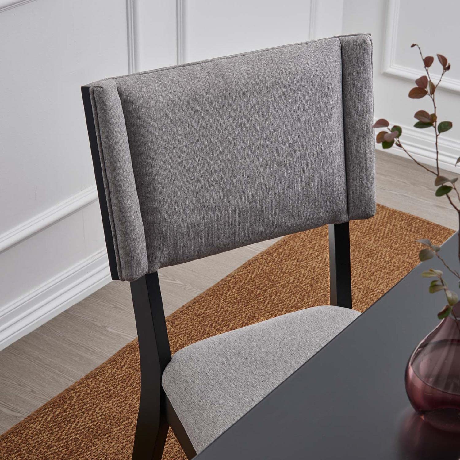 Modway Esquire Solid Wood And Fabric Dining Chairs In Light Gray (Set Of 2)