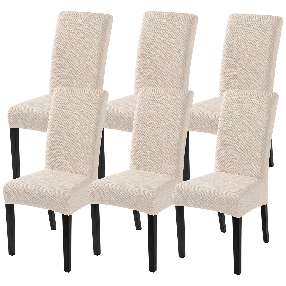 Searchi Jacquard Dining Room Chair Covers Set Of 6, Stretch Kitchen Chair Covers Washable Parsons Chair Slipcover Removable Dini