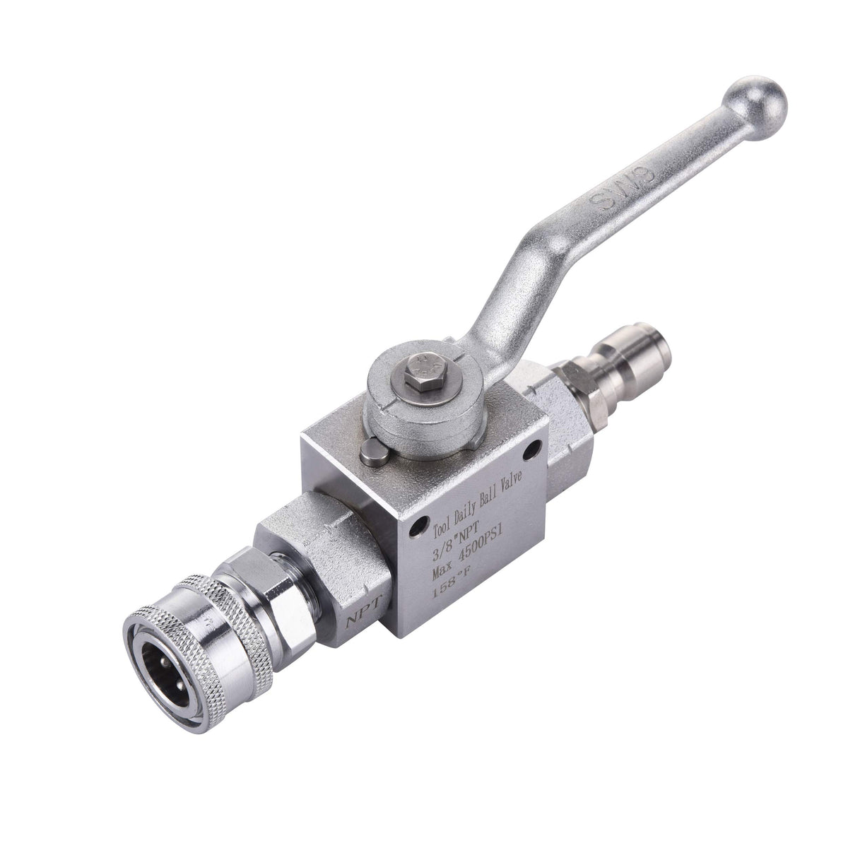 Tool Daily High Pressure Washer Ball Valve Kit, 3/8 Inch Quick Connect For Power Washer Hose, 4500 Psi