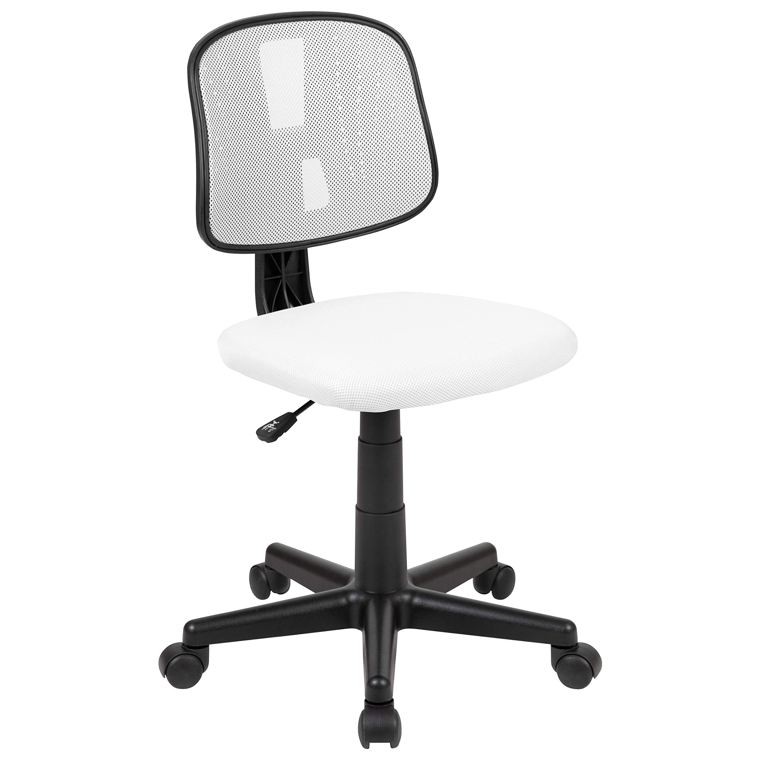 Flash Furniture Flash Fundamentals Mid-Back Swivel Task Office Chair With Pivot Back, Height-Adjustable Ergonomic Mesh Office Desk Chair, White