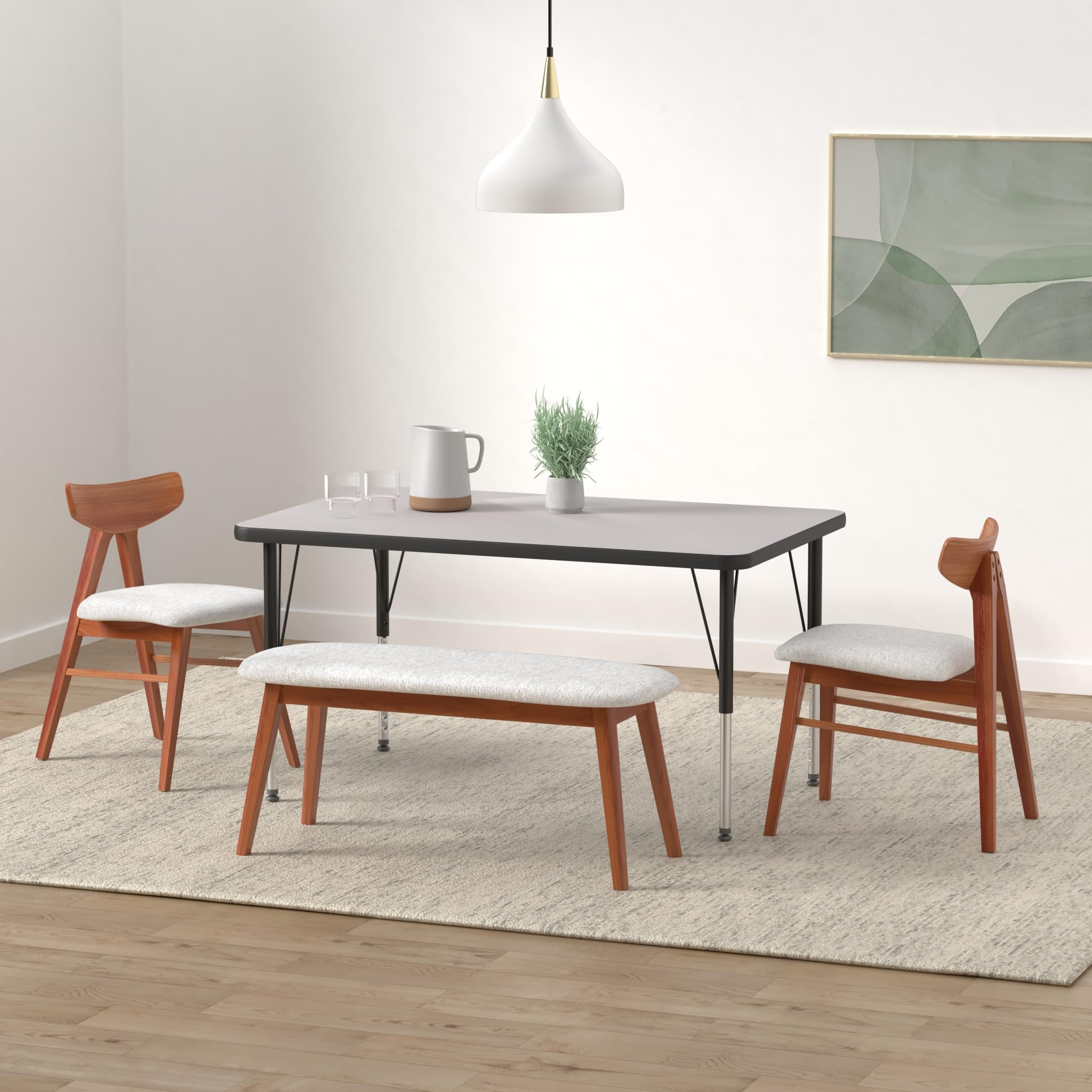 Flash Furniture Wren 30''W x 48''L Rectangular Grey Thermal Laminate Activity Table - Height Adjustable Short Legs