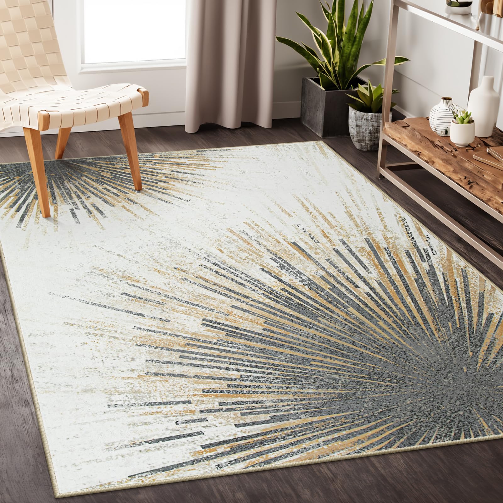 Lahome Modern Rugs For Living Room 5X7 Rug - Machine Washable Rugs Throw Soft Bedroom Area Rug Ultra-Thin Non-Slip Dining Room R