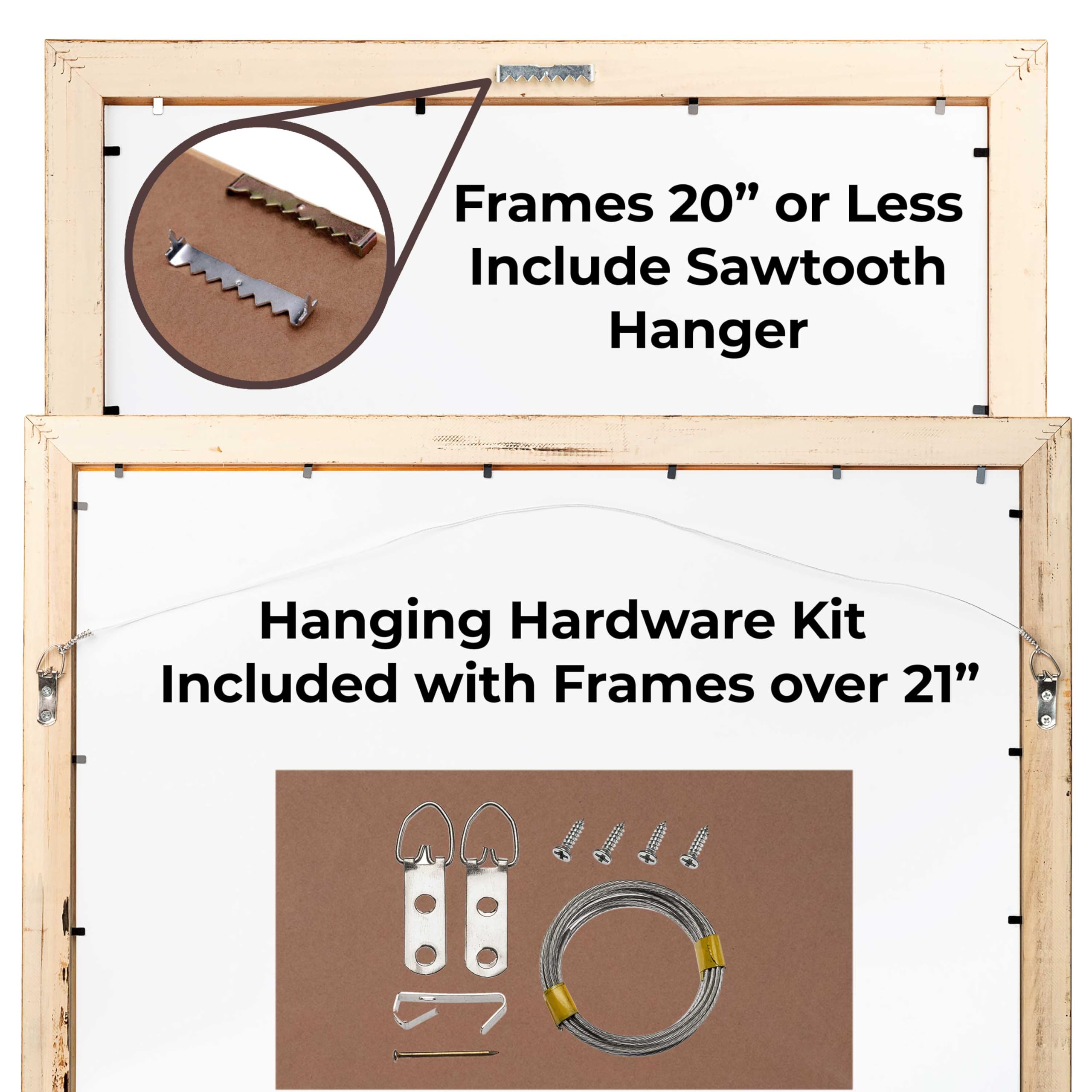 CountryArtHouse Black Wood Frame 17x23 with White Mat, UV Acrylic Front, Foam Backing, Wall Hardware - Model F101_19x25_17x23_WM
