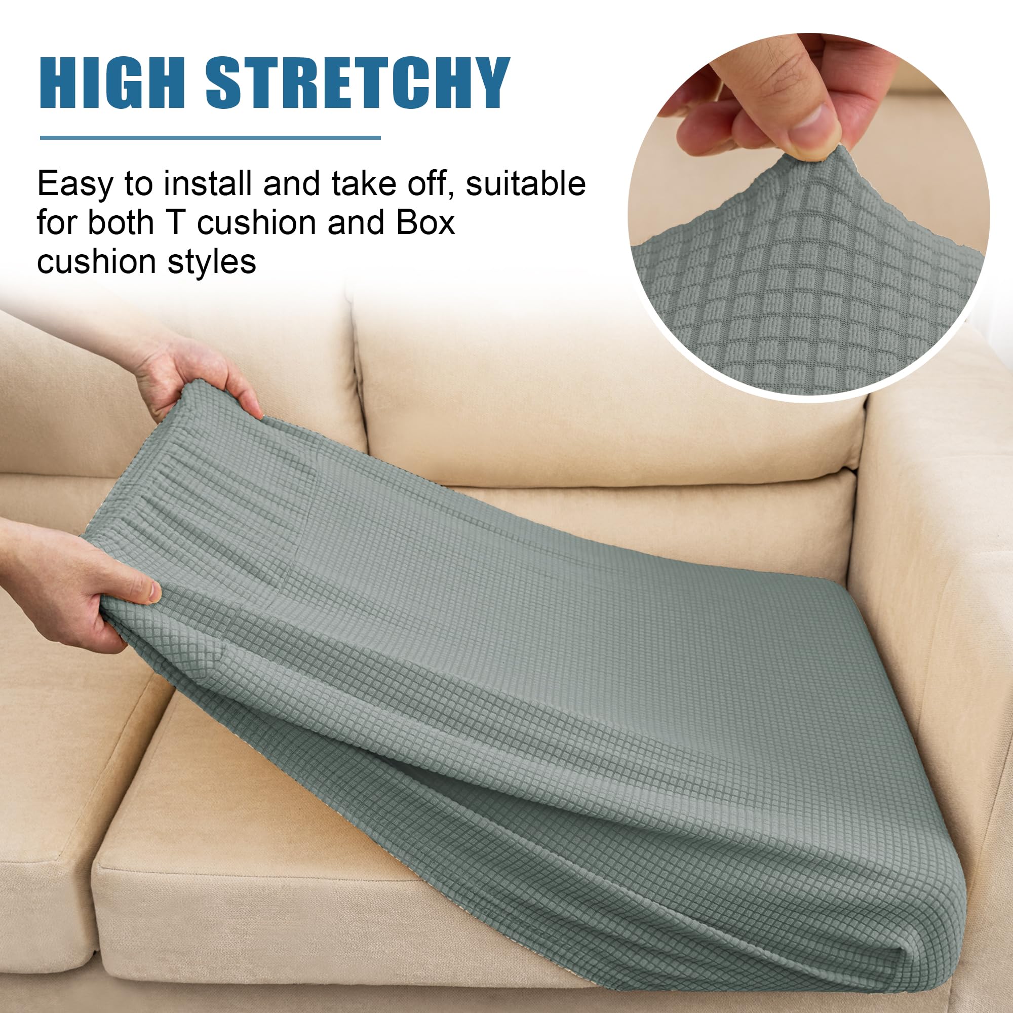 Nc Home Water Repellent Sofa Seat Cushion Covers High Stretch Furniture Protector (Sofa Cushion, Dove Grey)