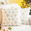 Aqothes Faux Fur Fuzzy Decorative Throw Pillows Covers, Soft Plush With Snowflake Sequins Glitter Cute Throw Pillows For Christm