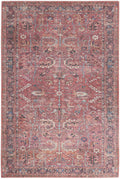 HomeRoots 522578 8 x 10 ft. Red Floral Power Loom Distressed Rectangle Traditional Area Rug