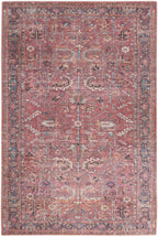 HomeRoots 522578 8 x 10 ft. Red Floral Power Loom Distressed Rectangle Traditional Area Rug