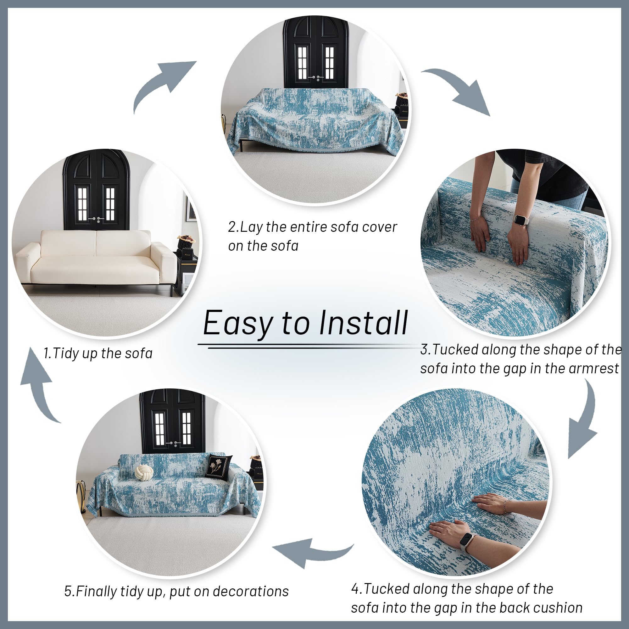 Mysky Home Couch Cover For Sectional Sofa Set Boho Geometric Furniture Sofa Cover Washable For Dog Cat Pets Couch Cover 3 Cushio
