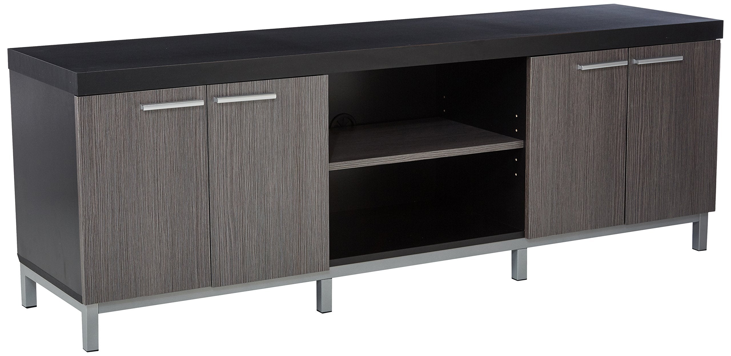 Monarch Specialties Black/Grey Hollow-Core TV Console, 60-Inch
