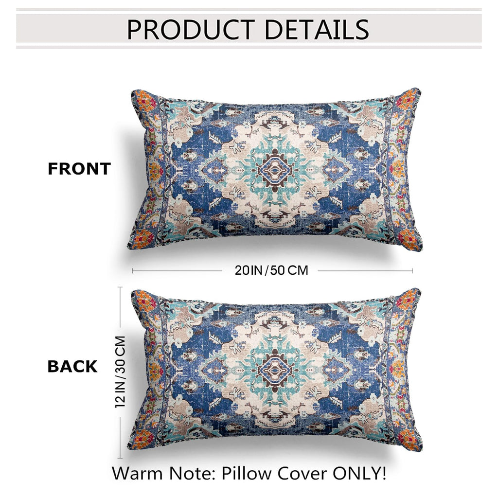 Snycler Boho Throw Pillow Covers 12X20 Inch Set Of 2 Boho Rug Carpet Double Sided Pattern Cotton Soft Pillow Case Cushion Cover