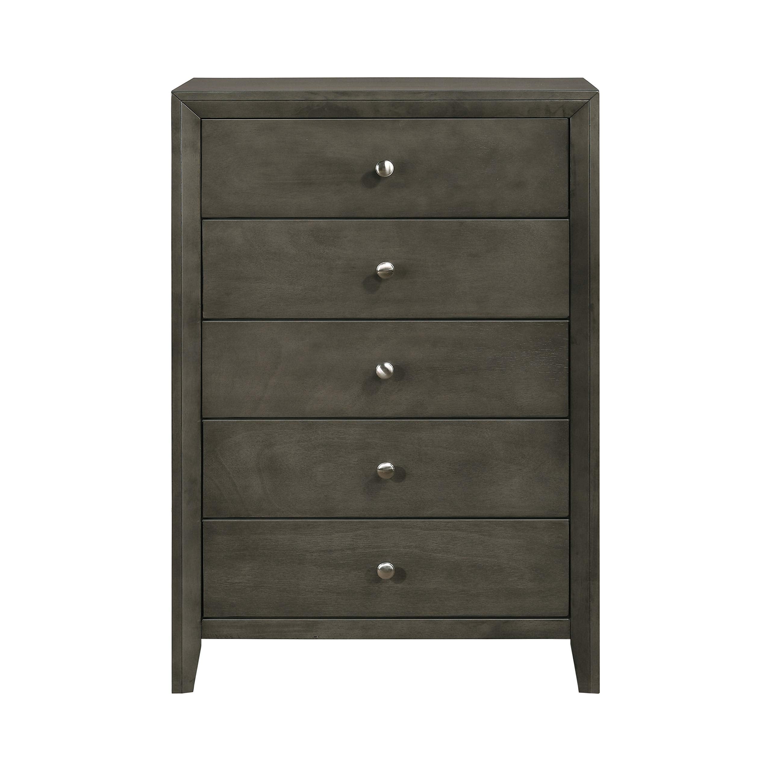 Coaster Home Furnishings Serenity 5-Drawer Transitional Wood Chest in Mod Gray