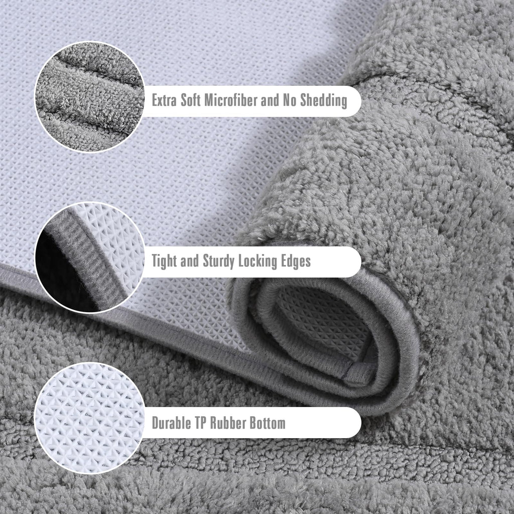 Homore Bath Rug, Grey Bathroom Rug 24X36 Inch Soft Absorbent Microfiber Bathroom Runner Rug, Washable Bath Runner Rugs For Bathr