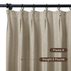 Twopages Double Layer Lined Curtain Grey Beige Linen Blend Light Filtering Pinch Pleat Curtain For Kitchen, Room Darkening Windo