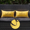Onway Outdoor Waterproof Throw Pillow Covers 12X20 Set Of 2 Yellow And White Relax Decorative Pillowcase For Patio Furniture Gar