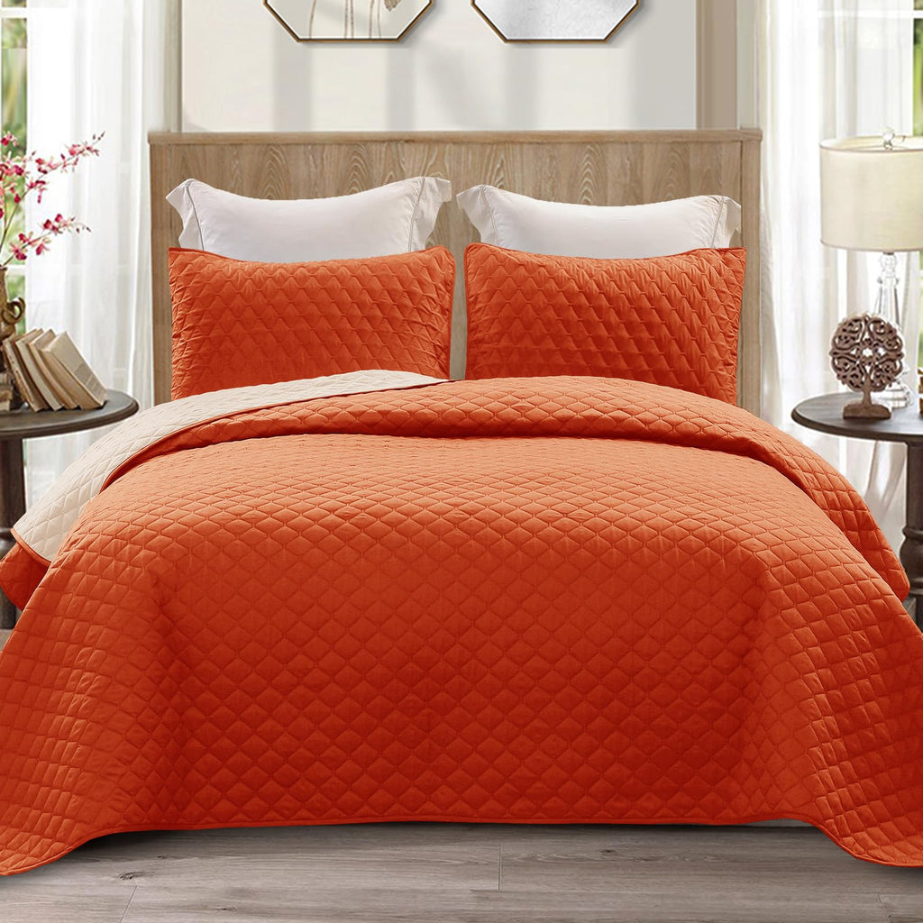 Exclusivo Mezcla Ultrasonic Reversible King Size Quilt Bedding Set With Pillow Shams, Lightweight Quilts King Size, Soft Bedspre