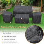 Startwo Heavy Duty 600D Patio Furniture Covers 4-Piece Set For Loveseat 58In, Chairs 33In, Coffee Table 46In, Outdoor Waterproof, Black