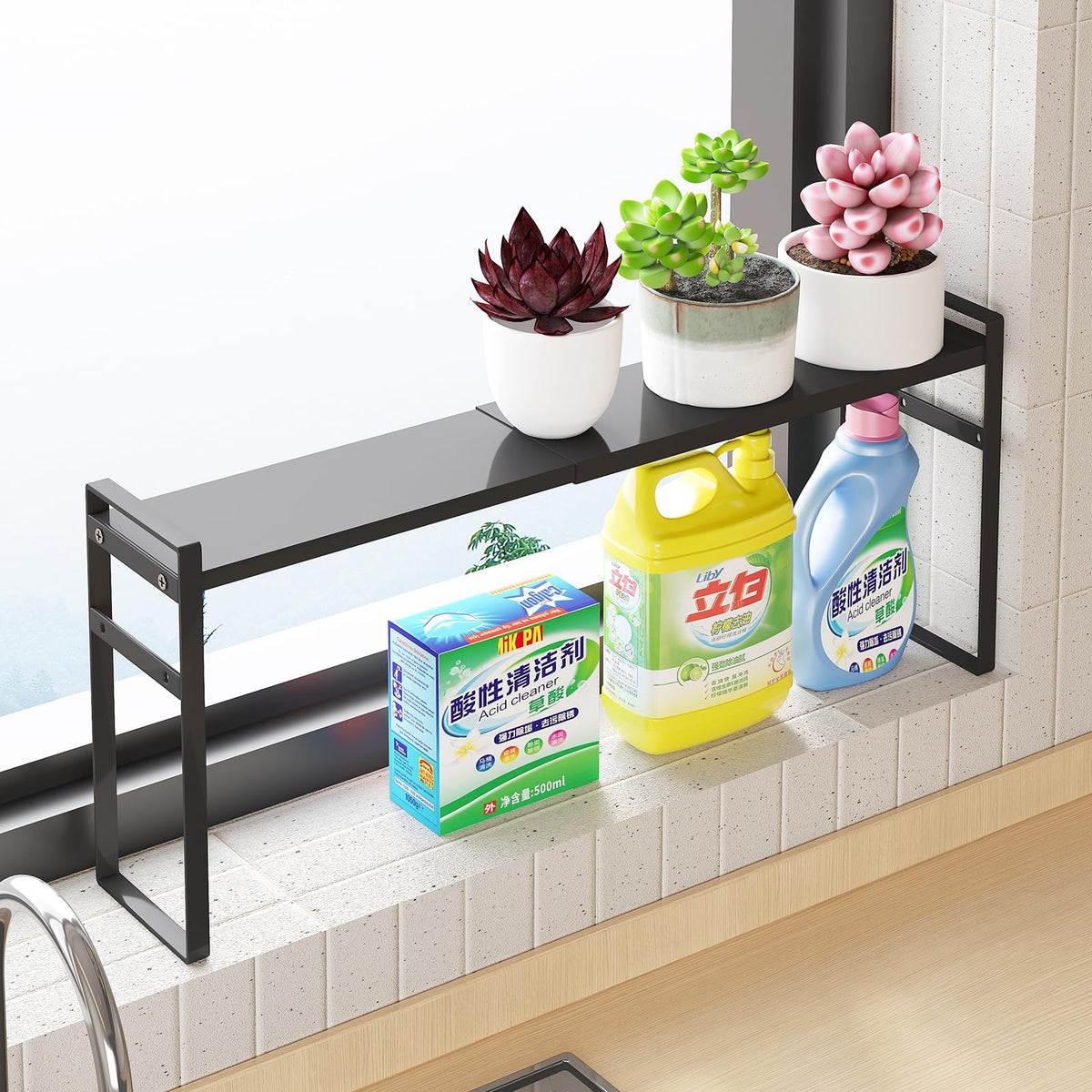 jiedihome Expandable Narrow Shelf Organizer with 2Level Adjustable Height