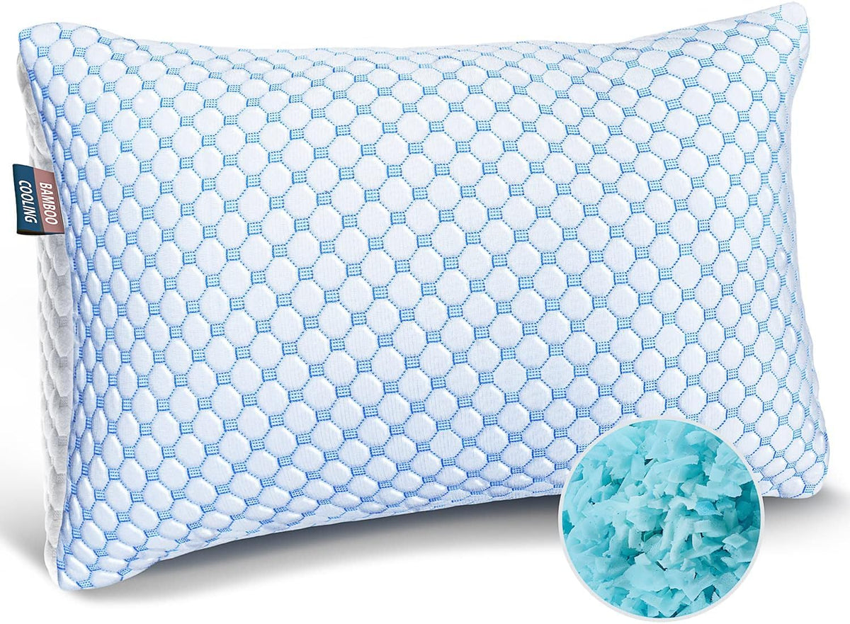 Nestl Cooling Pillows Queen Size, Shredded Memory Foam Pillows, Gel Infused Cool Foam Pillow, Adjustable Pillow For Sleeping, Br