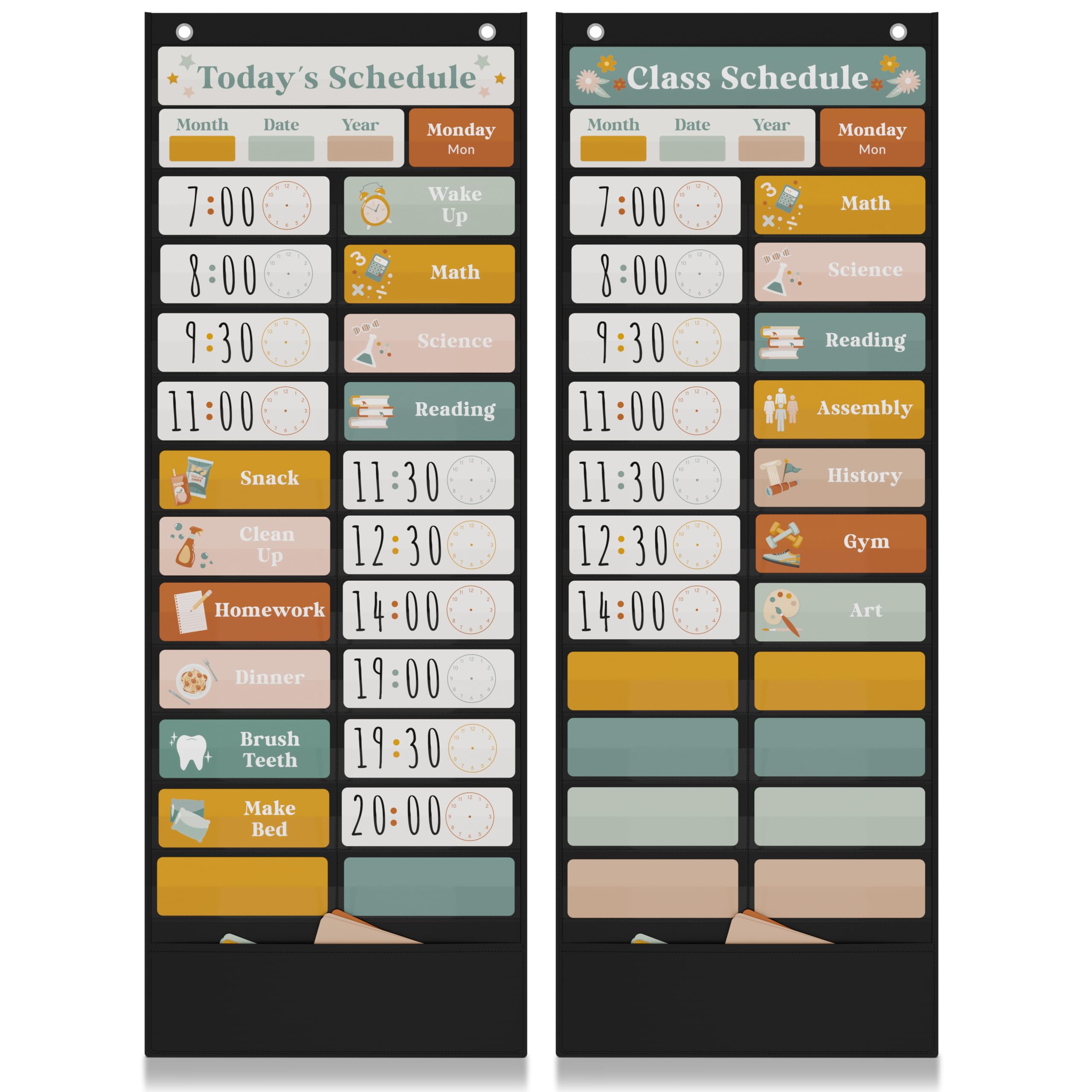 The Ultimate Pocket Chart For Classroom - Simplified Daily Schedule Calendar With Designed Cards Encourages Visual Learning For