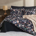 7 Piece King Comforter Set, Black Butterfly Floral Comforter Set With Flowers Leaves Pattern, Soft Microfiber Complete Bedding S