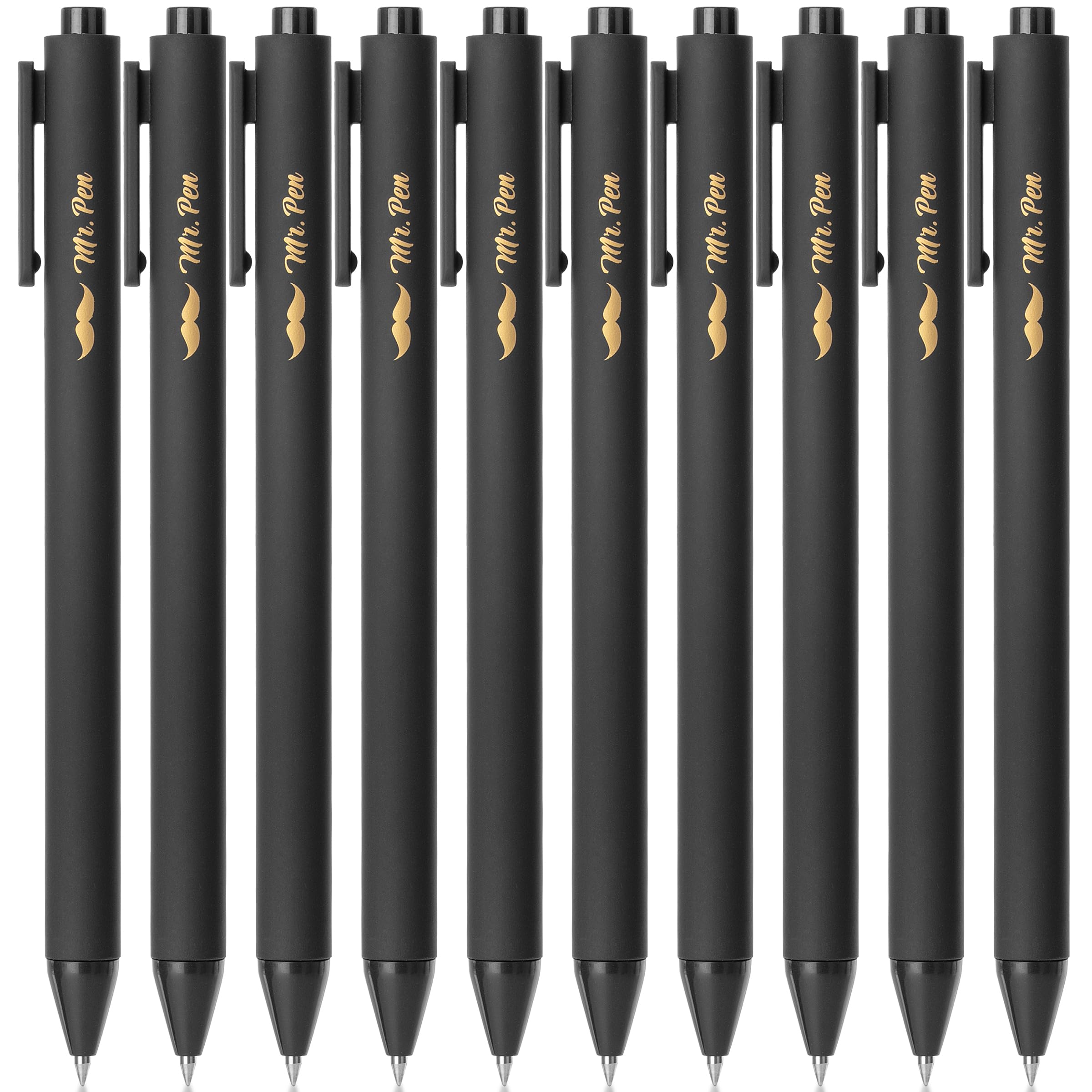 Mr. Pen Retractable Cute Pens Fine Tips - 10 Pack, Black Ink, And Barrels - Fast Dry Pens 0.5Mm