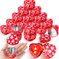 MorningRo 24 Pcs Valentines Day Heart Candle Tins with Lids Empty Heart Shaped Candle Jars 2 oz Candle Tins Box Valentine Candl