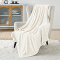 Bedsure Fleece Blanket Twin Blanket - Cream Lightweight Blanket For Sofa, Couch, Bed, Camping, Travel - Super Soft Cozy Microfib