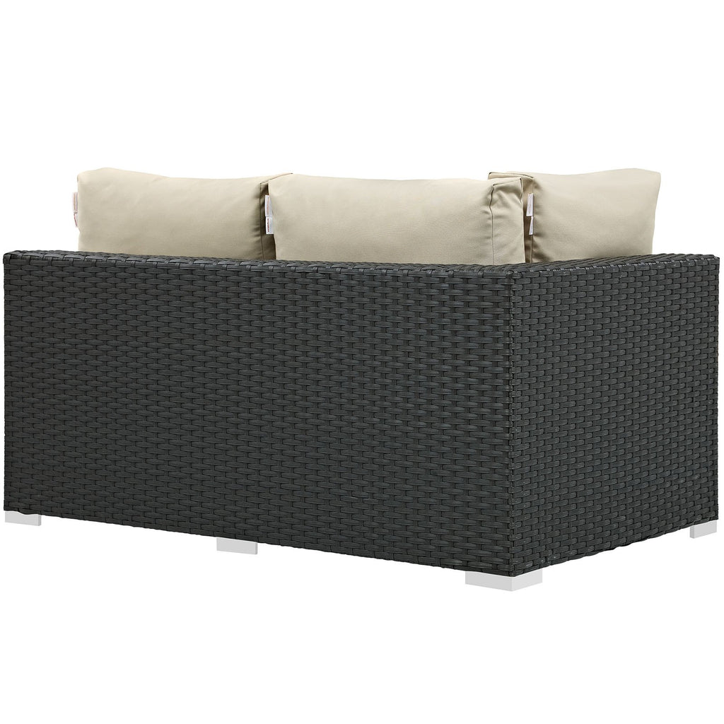 Modway EEI-1858-CHC-BEI Sojourn Wicker Rattan Outdoor Patio Sunbrella Fabric Left-Arm Loveseat in Canvas Antique Beige