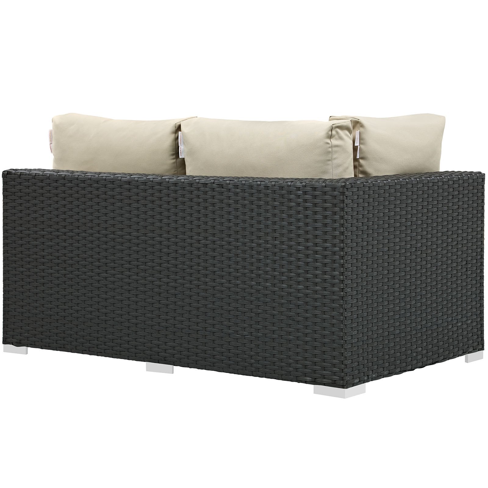Modway EEI-1858-CHC-BEI Sojourn Wicker Rattan Outdoor Patio Sunbrella Fabric Left-Arm Loveseat in Canvas Antique Beige