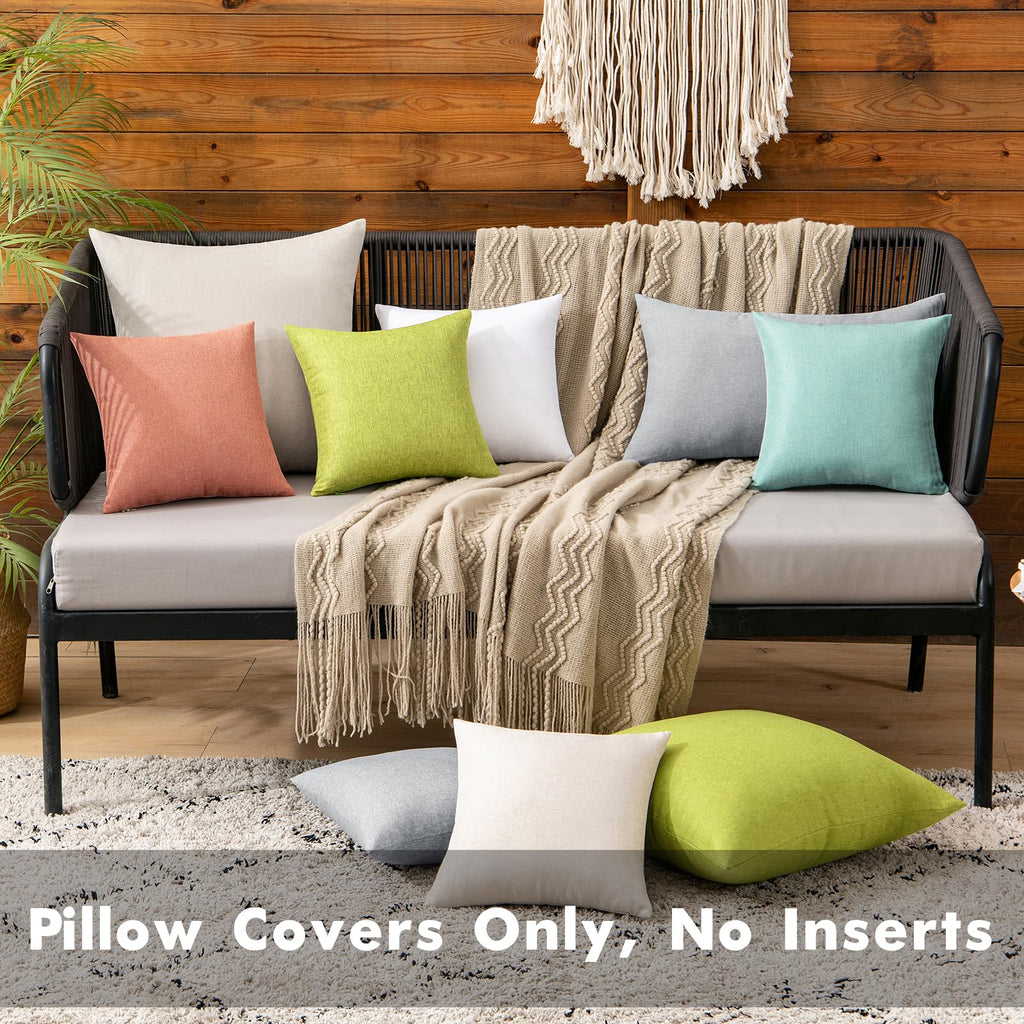 Miulee Pack Of 2 Decorative Outdoor Solid Waterproof Throw Pillow Covers Polyester Linen Garden Farmhouse Cushion Cases For Patio Tent Balcony Couch Sofa 12X12 Inch Rust
